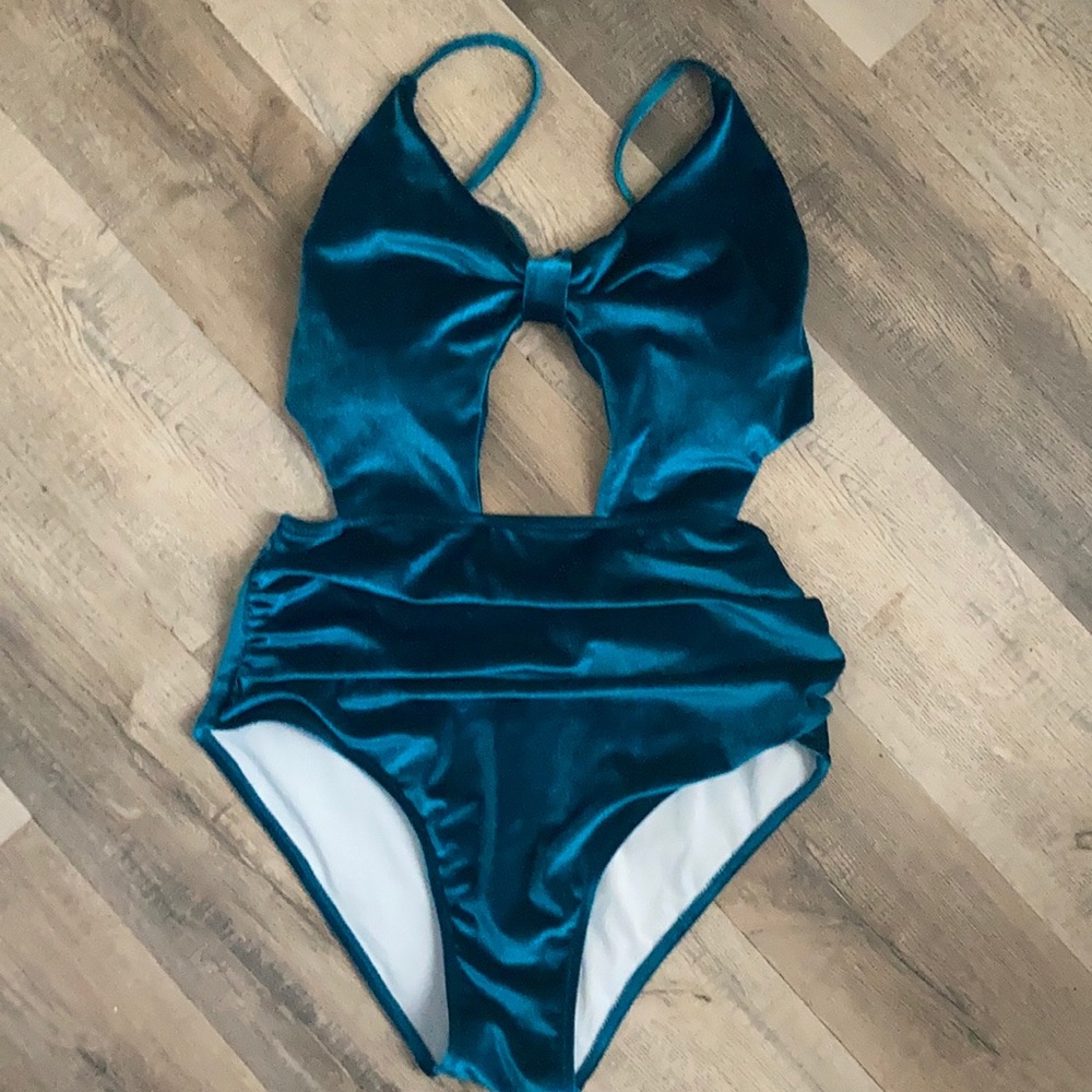 SHEIN brand new velvet bathing suit xl teal